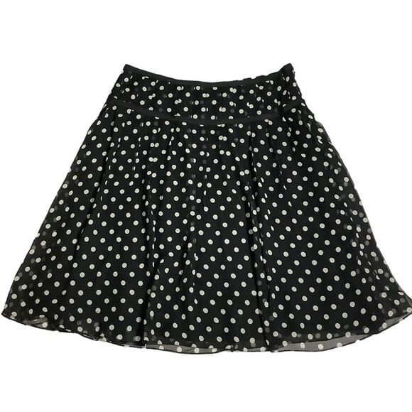 Lauren Ralph Lauren Black & White Silk Polka Dot Flowy Skirt - Picture 2 of 11